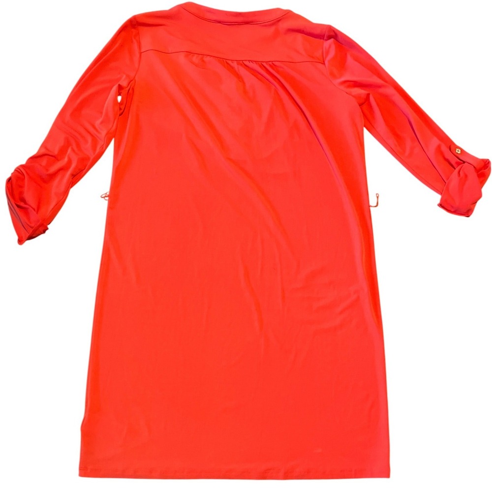 Michael Kors Grenadine Red Chain Lace Up Shift Dress MS58E92S32 Size M NEW - Picture 8 of 9